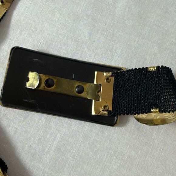 Vintage Embossed Brass Coin Belt – Floral Etched Metal with Elastic Back - Picture 8 of 16